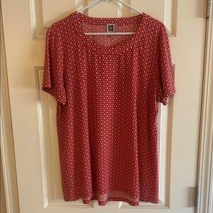 Anne Klein Red Short Sleeve Relaxed Blouse